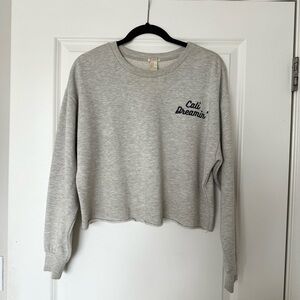 Forever 21 Light Gray Cropped Cali Dreamin' Sweatshirt